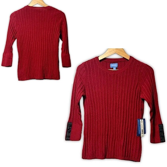 NWT Simply Vera Vera Wang Tibetan Red Petite Sweater *HOST PICK* - Picture 1 of 6